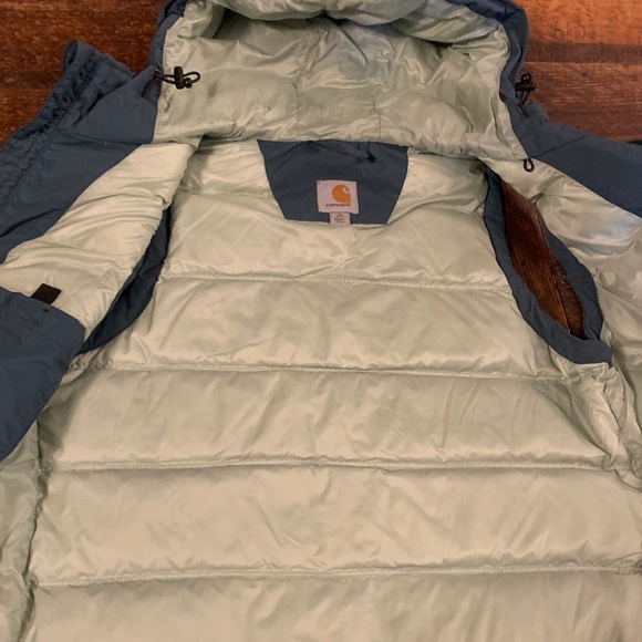 Carhartt Down Filled Teal Hooded Puffer Vest/ Down filled - Picture 4 of 9